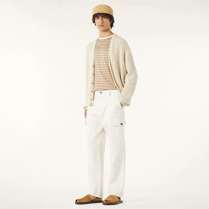loro piana bizen cotton linen cargo trousers